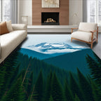 Misty Mountain Evergreen Forest Vista Rug