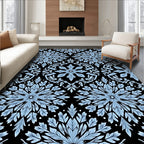 Sky Blue Floral Medallion Repeat Rug
