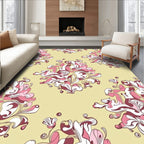 Abstract Pink Floral Swirls Rug