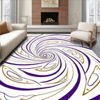 Radiant Purple Gold Swirl Abstract Rug