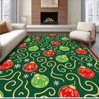 Christmas Ornaments Green Red Swirls Rug