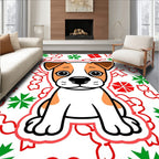 Cute Dog Christmas Bows Snowflakes Rug