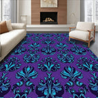 Regal Purple Teal Damask Floral Rug
