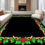Red Berry Holly Ribbon Border Rug
