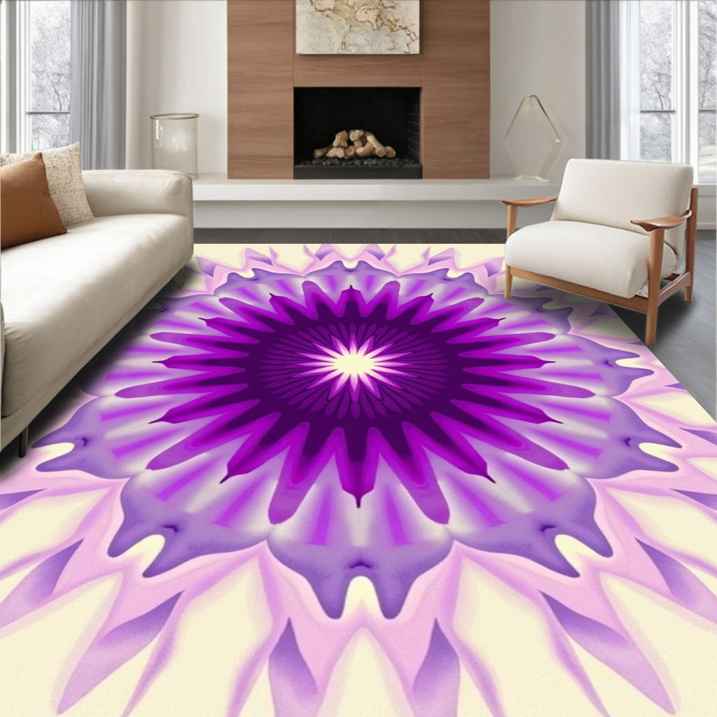 Radial Amethyst Petal Burst Rug