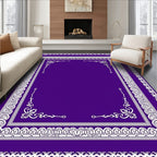 Deep Violet Ornate Border Area Rug