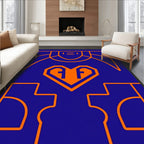 Bold Blue Orange Geometric Heart Rug