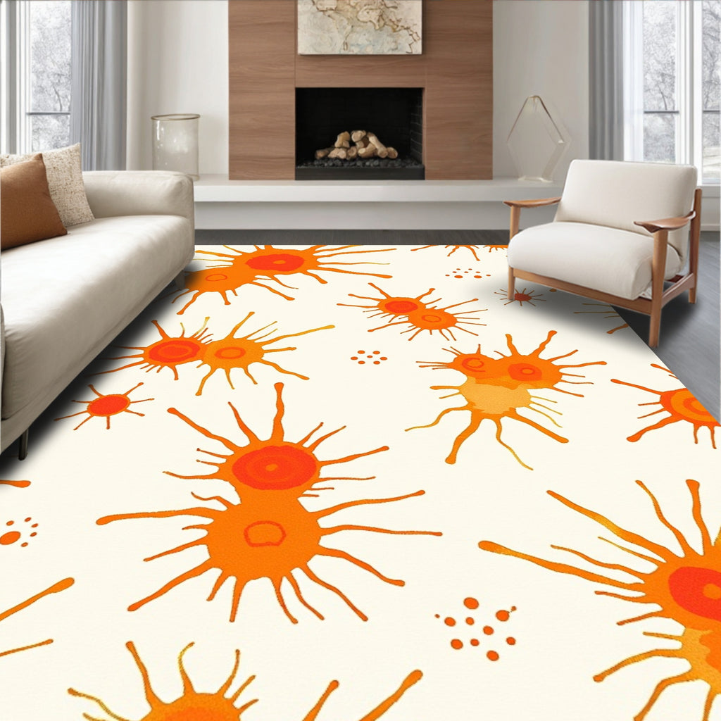 Radiant Orange Starburst Splash Rug