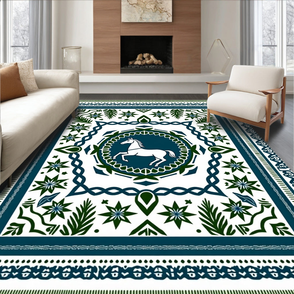 White Horse Native American Inspired Rug