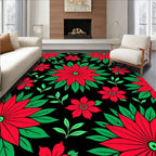 Vibrant Red Floral Foliage Rug