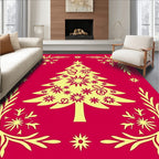 Festive Crimson Yellow Christmas Tree Rug