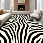 Cream and Black Zebra Stripes Rug