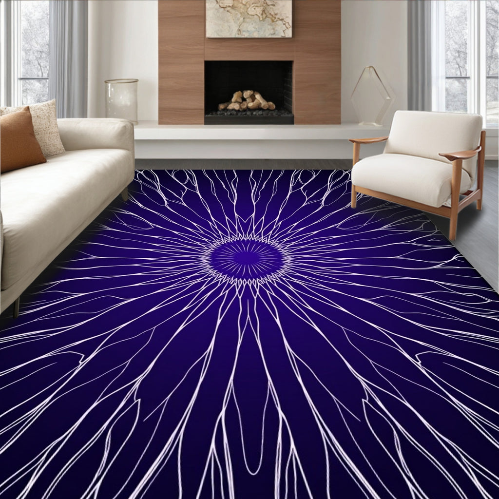 Deep Indigo Starburst Radial Rug