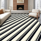 Cream and Navy Diagonal Stripe Rug