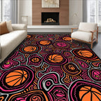 Colorful Basketball Circles Abstract Art Rug