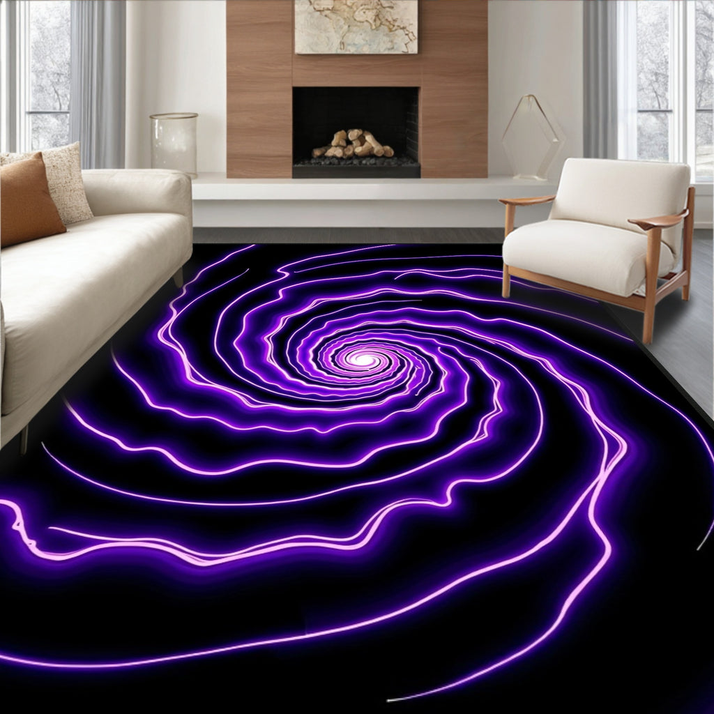 Vibrant Purple Swirl Vortex Rug