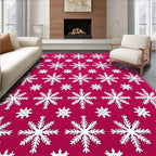 White Snowflakes Scatter Across Pink Rug