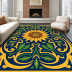 Sunflower Floral Vine Navy Rug