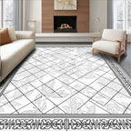 Ornate Floral Lattice Border Rug