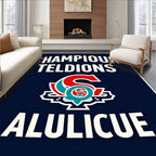 Navy Red Turquoise Emblem Rug
