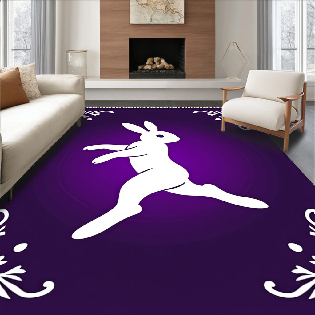 White Rabbit Purple Floral Corner Rug
