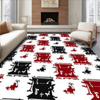 Bold Red Black Drum Collage Rug