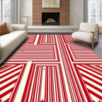 Bold Red and Cream Star Stripes Rug