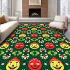 Red Yellow Happy Face Folk Rug