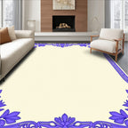 Lavender Floral Scrollwork Frame Rug