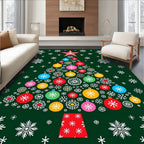Festive Snowflakes Christmas Tree Ornaments Rug