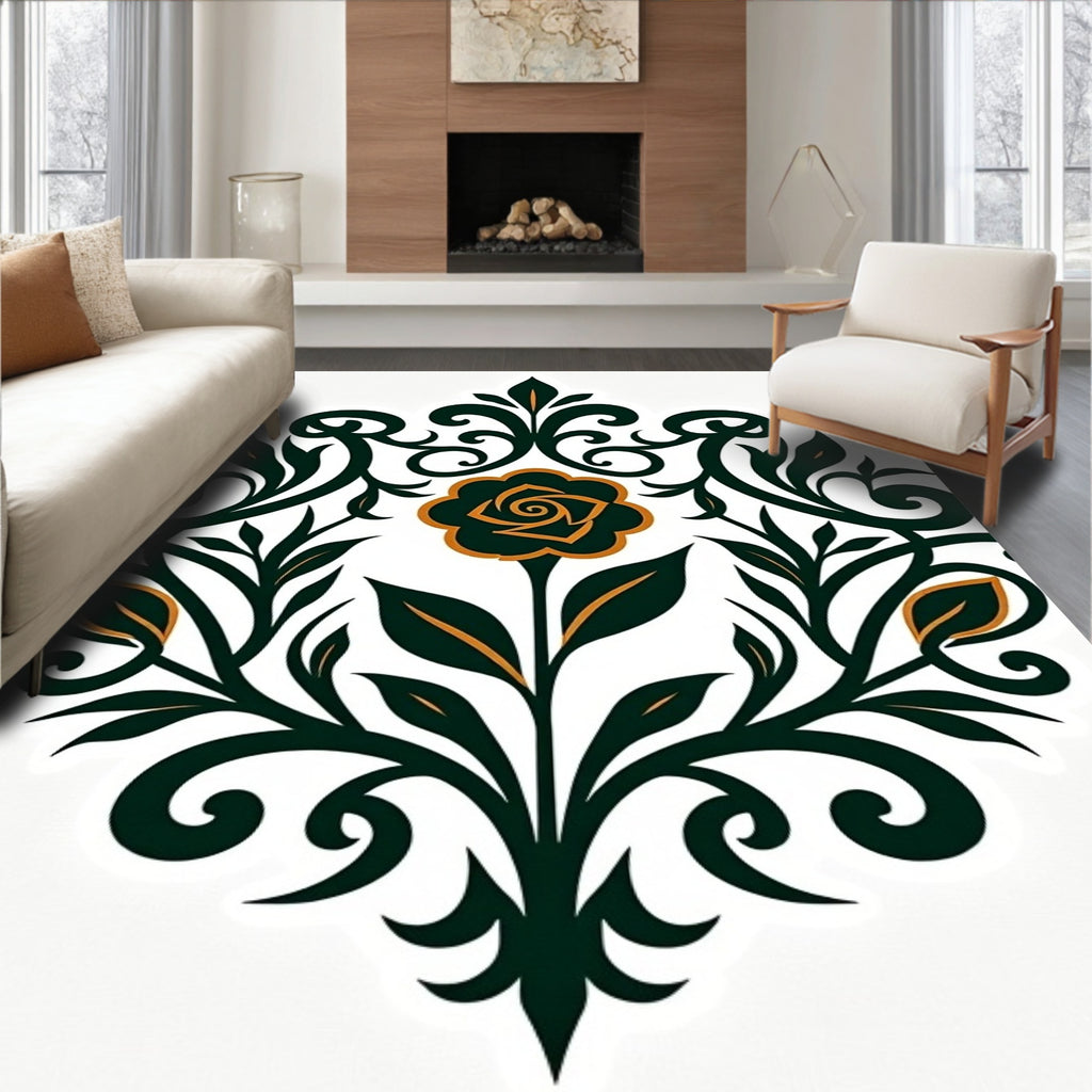 Deep Emerald Foliate Bloom Rug