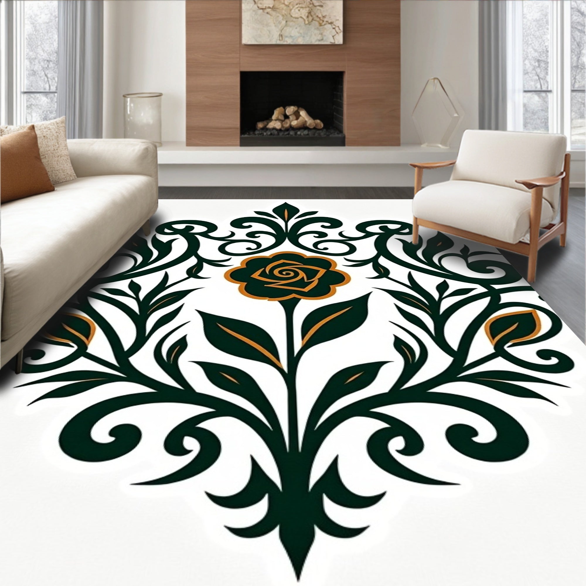 Deep Emerald Foliate Bloom Rug