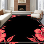 Salmon Pink Floral Border Accent Rug