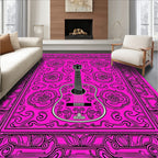 Vibrant Pink Floral Guitar Outline Rug