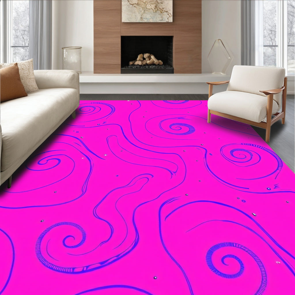 Groovy Magenta Swirl Abstract Rug