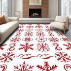 Red Snowflake Floral Symmetry Rug
