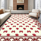 Crimson Floral Bordered All-Over Rug