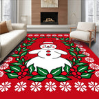 Festive Snowman Holly Wreath Rug