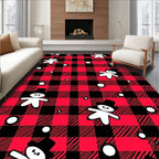 Red Buffalo Plaid Snowman Scene Rug