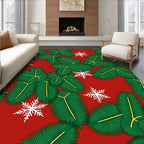 Red Evergreen Snowflakes Garland Rug