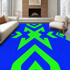 Bright Blue Neon Geometric Arrow Rug
