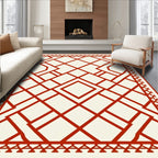 Bold Red Lattice Diamond Rug