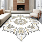Neutral Beige Symmetrical Mandala Rug