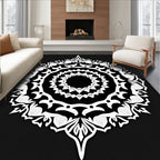 Monochromatic Intricate Floral Mandala Rug