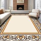 Ornate Ivory Floral Vine Border Rug