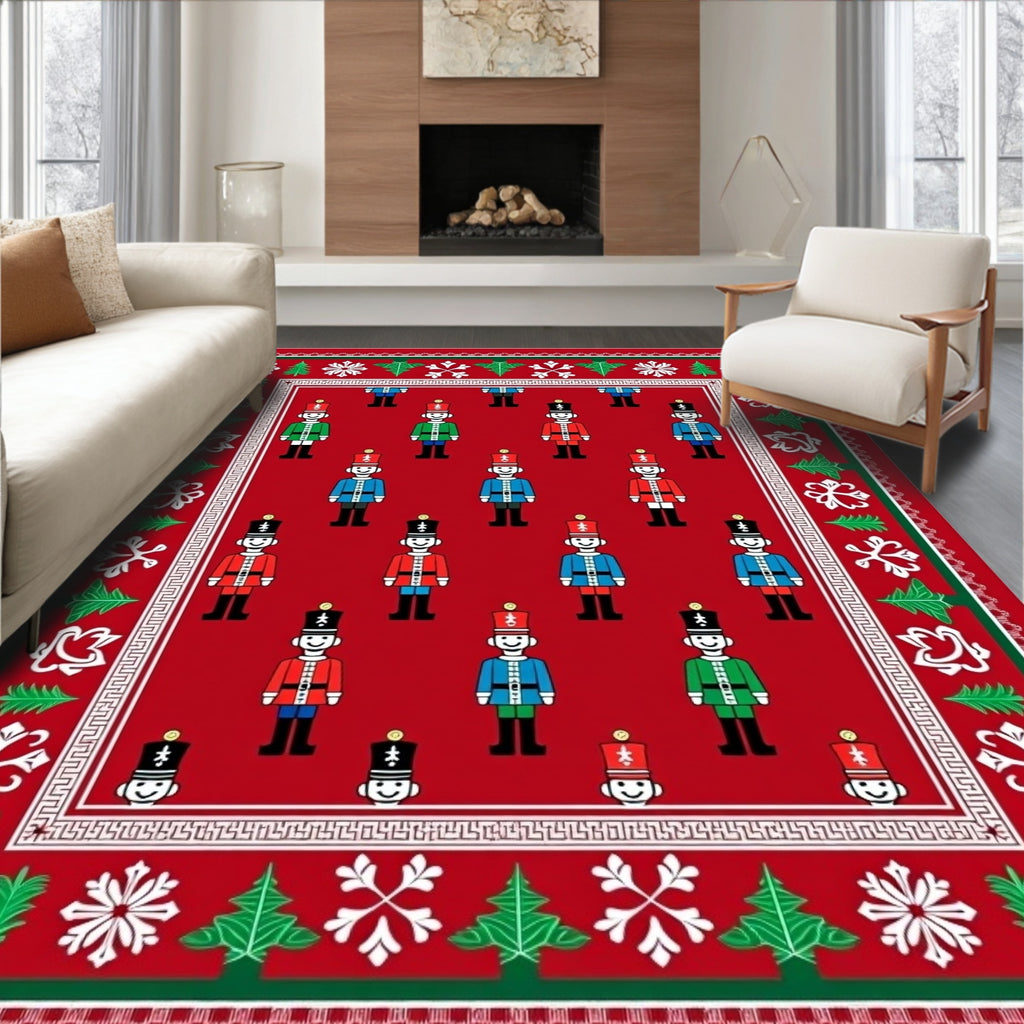 Red Nutcracker Soldier Holiday Rug