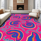 Vibrant Pink Swirl Flowing Abstract Rug