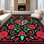 Bold Heart Floral Skeleton Rug