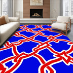 Bold Red White Intertwined Net Rug