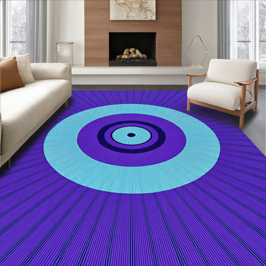 Concentric Circles With Sunburst Rays Rug